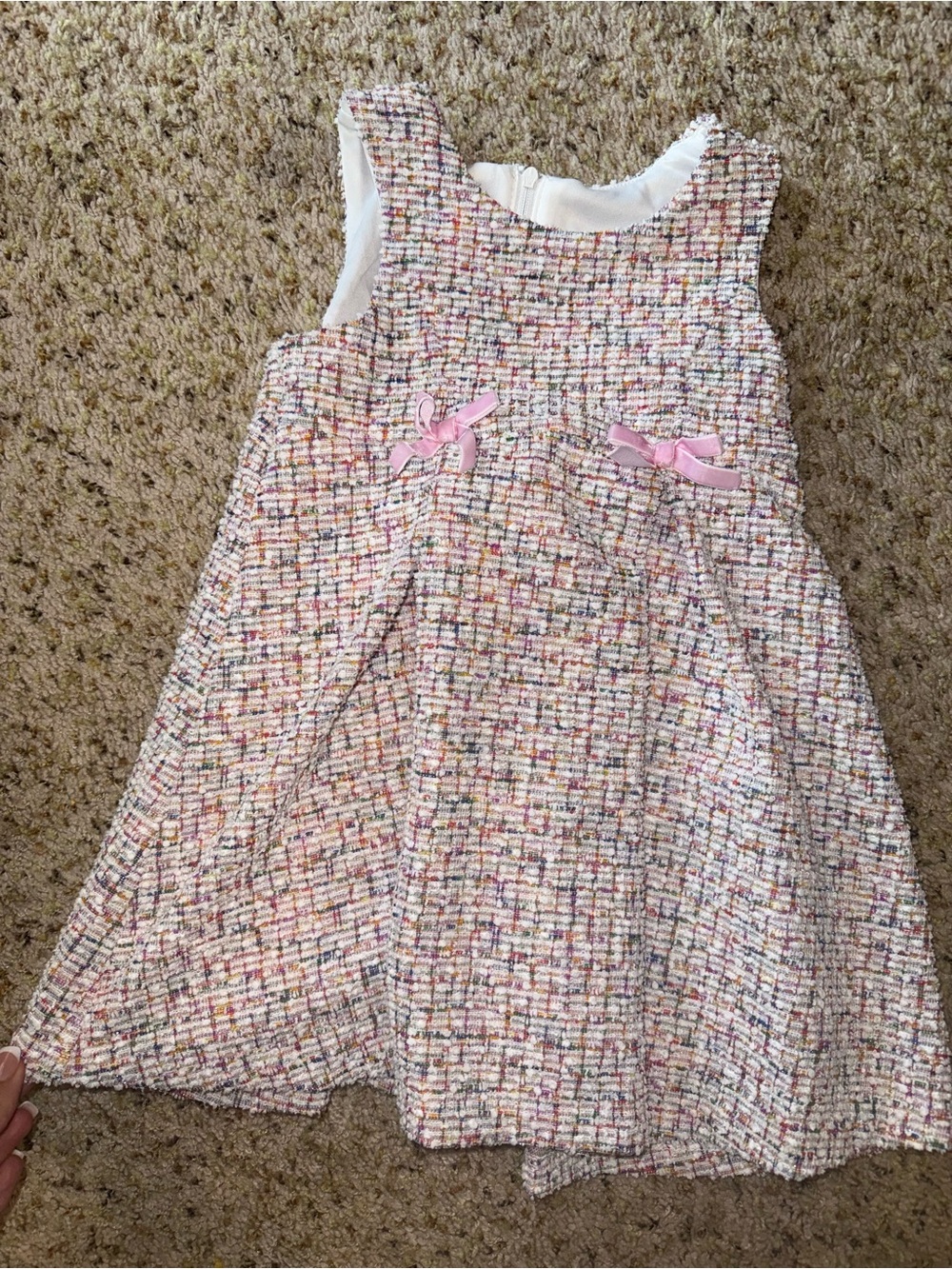 iris & ivy Pink Multi-Color Tweed Party Dress with Bows